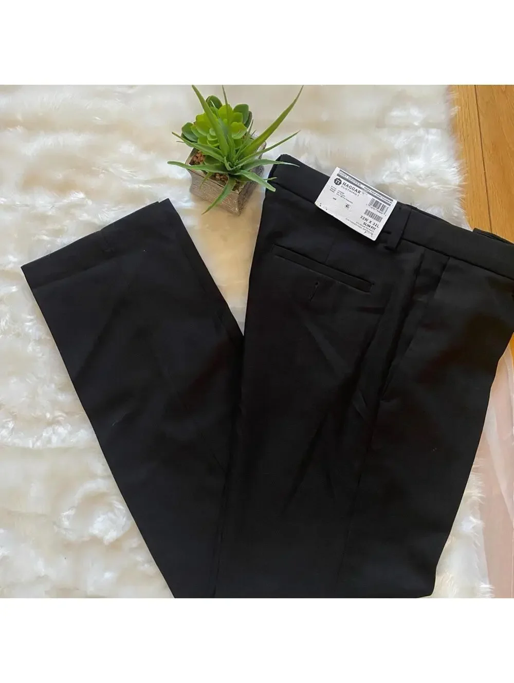 Men’s Haggar Cool Pro Gabardine Black Slim Fit Dress Pants